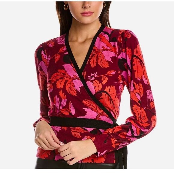 DIANE VON FURSTENBERG New Silver Wool Sweater | size L | NWT - Picture 1 of 11